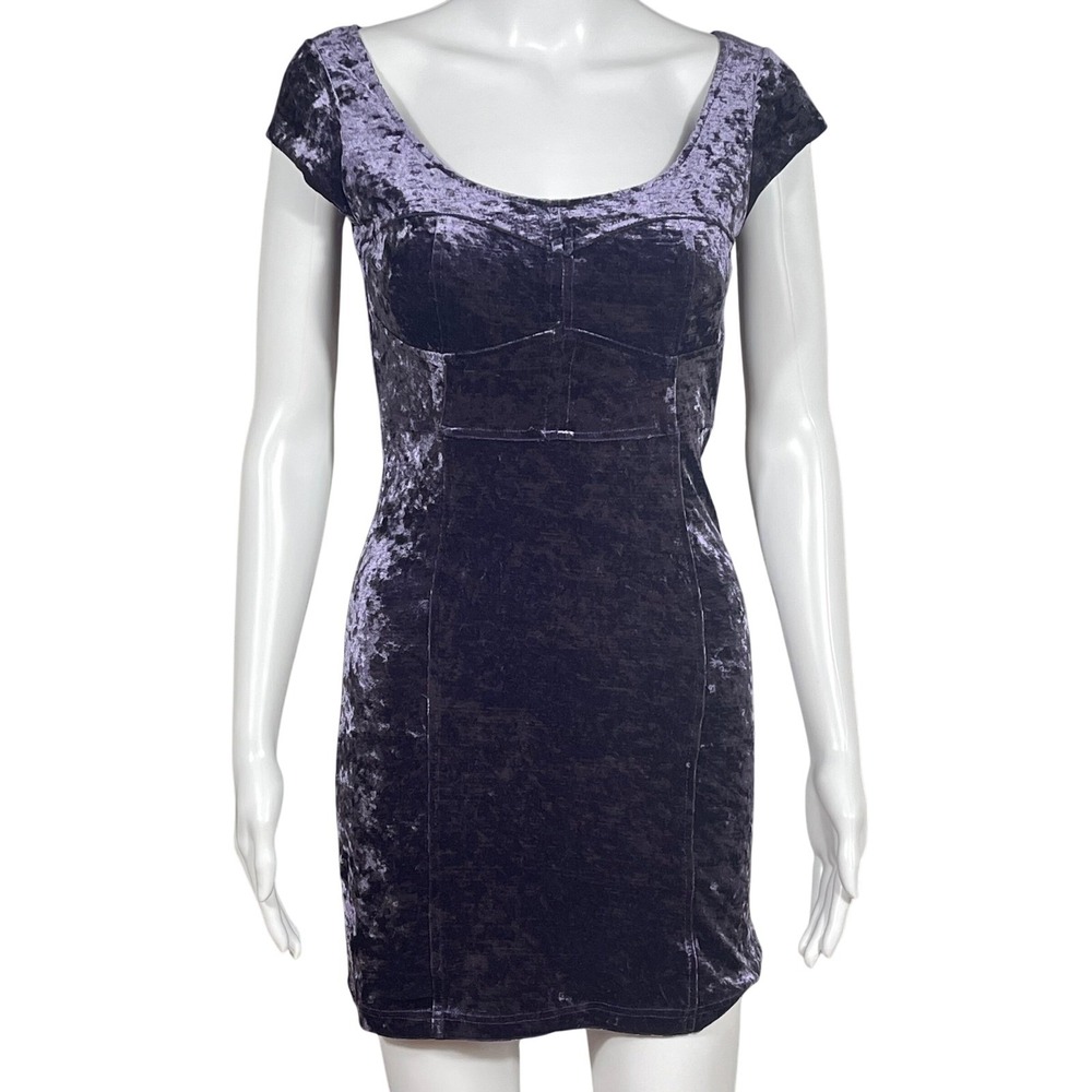 Forever 21 Velvet Mini Dress Small Purple Bodycon Bustier Goth Y2K Party
